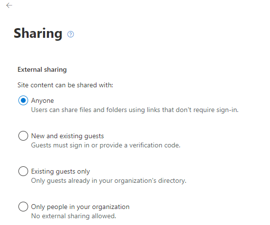 SharePoint External Sharing - Anyone.PNG